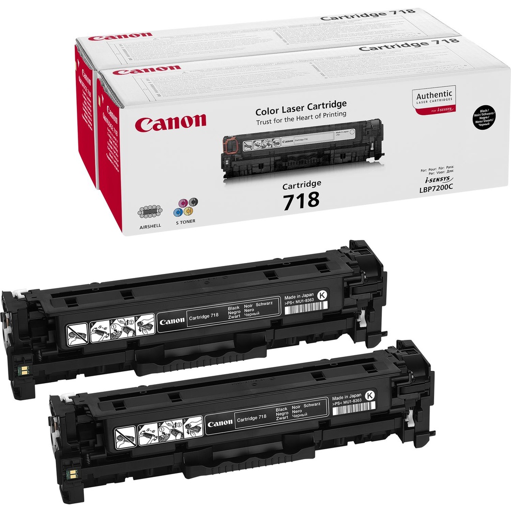 Toner Laser Originale CANON  2662B005, 718 BK 2P